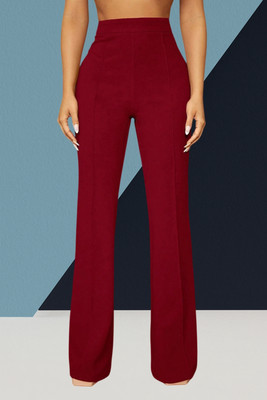 AKOTTY Comfort Fit, Regular Fit Women Maroon Trousers