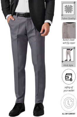 ELANHOOD Regular Fit Men Grey Trousers