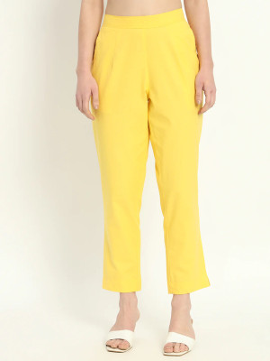 Oxinexx Regular Fit Women Yellow Trousers
