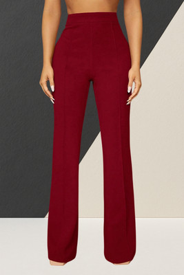 SKD TRENDZ Comfort Fit, Regular Fit Women Maroon Trousers