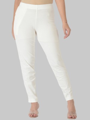 Dollar Missy Dollar Missy Women's Cotton Four-Way Stretchable Kurti Pant Slim Fit Women White Trousers