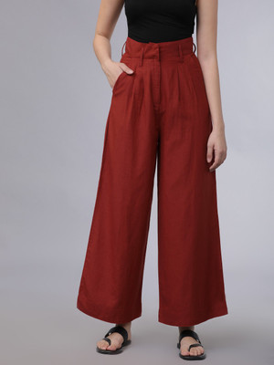Tokyo Talkies Regular Fit Women Maroon Trousers