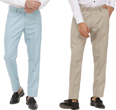 LAHSUAK Regular Fit Men Light Blue, Beige Trousers