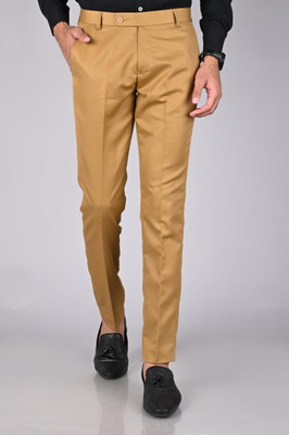 MANCREW Regular Fit Men Khaki Trousers