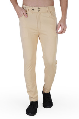 Raienterprises Slim Fit Men Cream Trousers