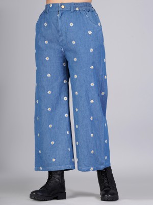 Hi Fashion Regular Fit Women Blue, White Trousers