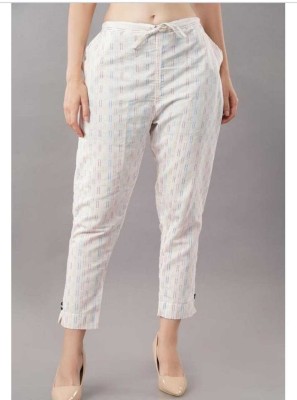 FERIHA Slim Fit Women White Trousers