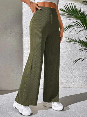 tiny shadows Regular Fit Women Green Trousers