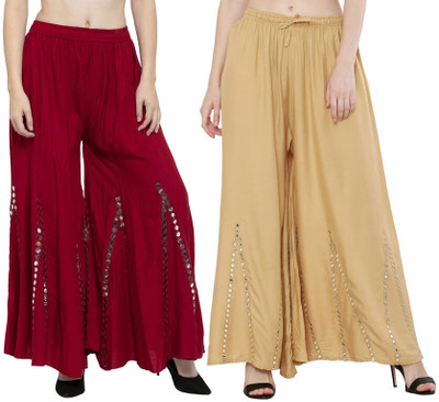 OMAAYA Comfort Fit Women Beige Trousers