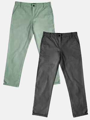 KiddoPanti Regular Fit Boys Light Green Trousers
