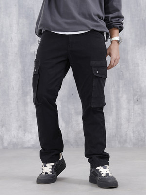 WROGN Straight Fit Men Black Trousers
