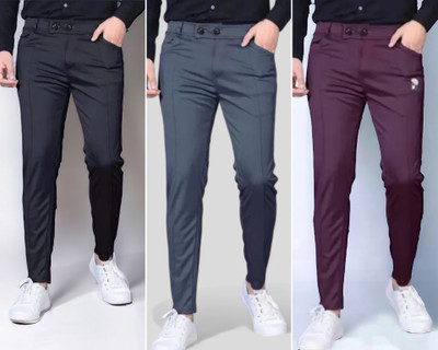 Clothess Stores Regular Fit Men Black, Grey, Maroon Trousers