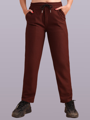GIBBONTE Self Design Women Brown Track Pants