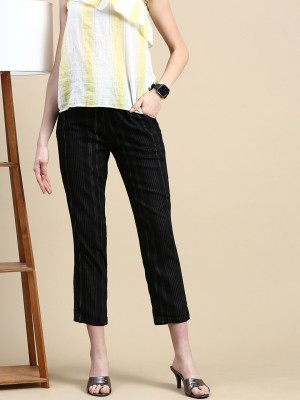 De Moza Regular Fit Women Black Trousers