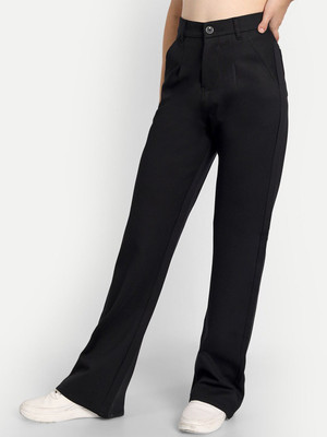 Broadstar Straight Fit Women Black Trousers