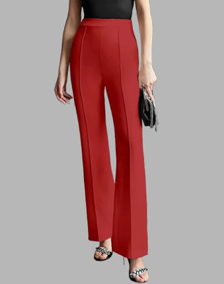 Levony Regular Fit Women Red Trousers