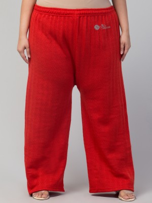 STYLE PREZONE Relaxed, Straight Fit Women Red Trousers