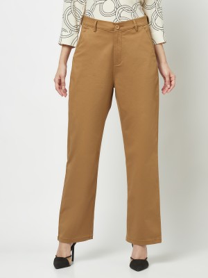 CRIMSOUNE CLUB Regular Fit Women Khaki Trousers