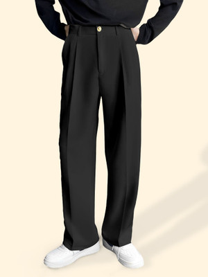 FTX Relaxed, Loose Fit Men Black Trousers