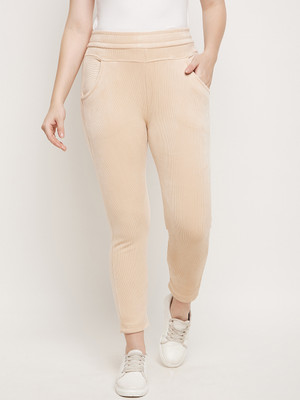 Camey Slim Fit Women Beige Trousers