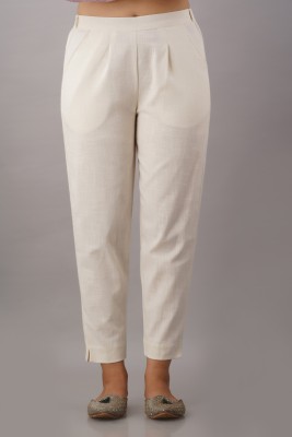 skytick Slim Fit Women White Trousers