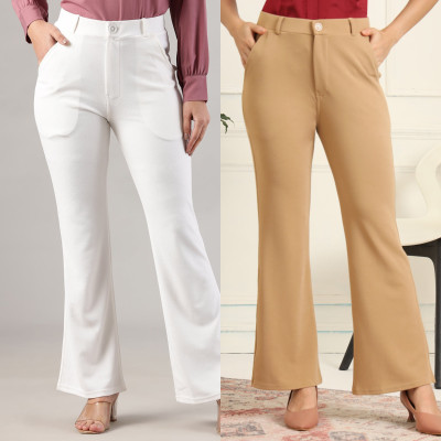 INDIANRANG Regular Fit Women White, Beige Trousers