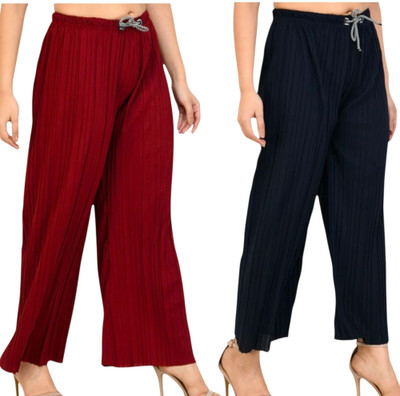 FABBIZZ Regular Fit Women Dark Blue, Red Trousers