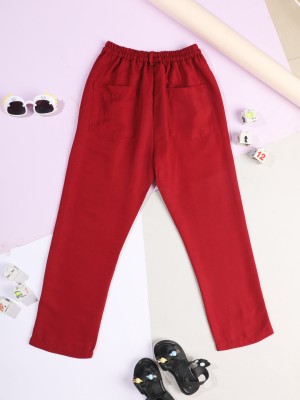 CUTIEKINS Regular Fit Girls Maroon Trousers