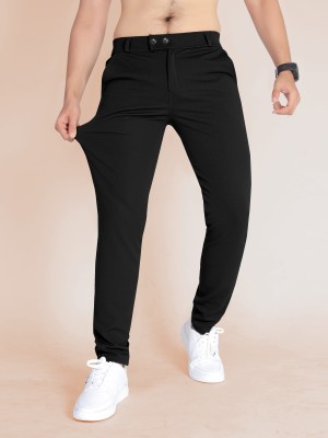 METRONAUT Slim Fit Men Lycra Blend Black Trousers