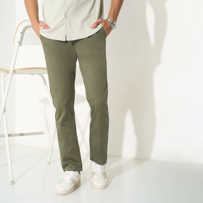 Peregrine by Pantaloons Slim Fit Men Green Trousers