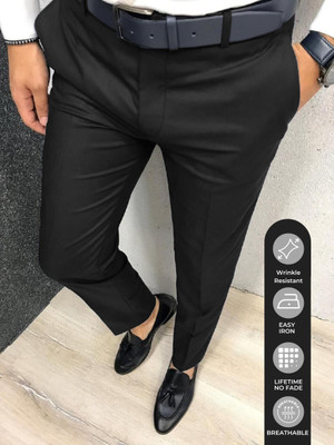 STREETVIBES Regular Fit Men Black Trousers