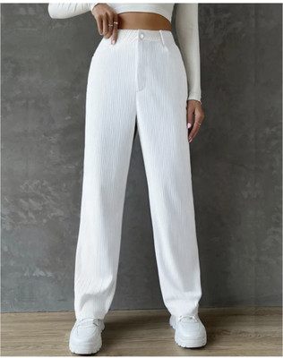 SHREE MUNI CREATIONS Slim Fit Women White Trousers