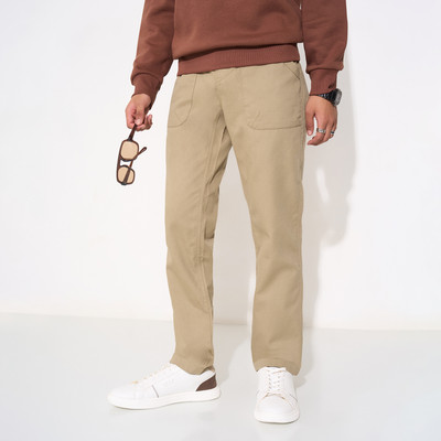 PEOPLE Regular Fit Men Brown Trousers