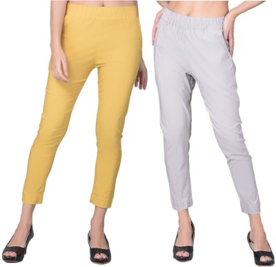 Comfort Lady Skinny Fit Women Yellow, Grey Trousers