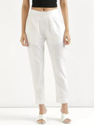 Anmi Slim Fit Women White Trousers