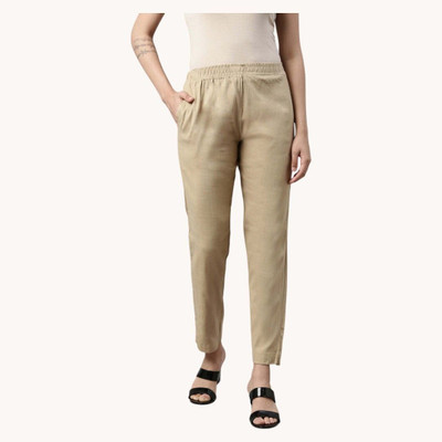 High Glitz Regular Fit Women Beige Trousers