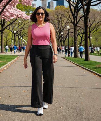 BlissClub Ultimate Wide Legged Pants - Regular Relaxed Women Black Trousers