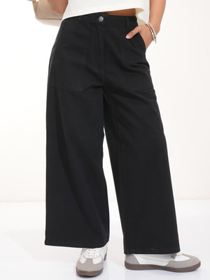 Tokyo Talkies Flared Women Black Trousers