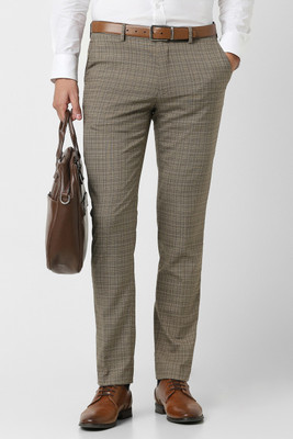 VAN HEUSEN Slim Fit Men Brown Trousers
