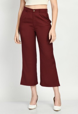 COATTIRE Regular Fit Women Maroon Trousers