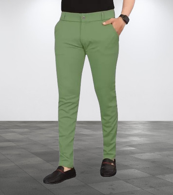 ISUEL FAB Slim Fit Men Light Green Trousers