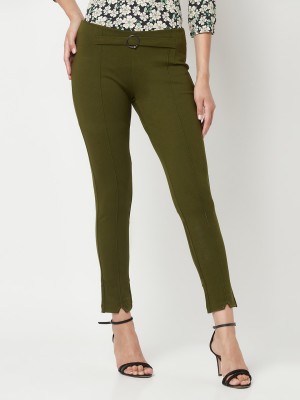 CRIMSOUNE CLUB Slim Fit Women Green Trousers