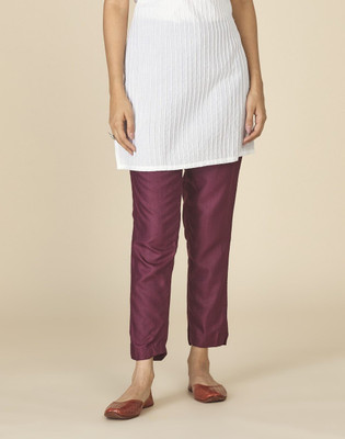 Fabindia Slim Fit Women Purple Trousers