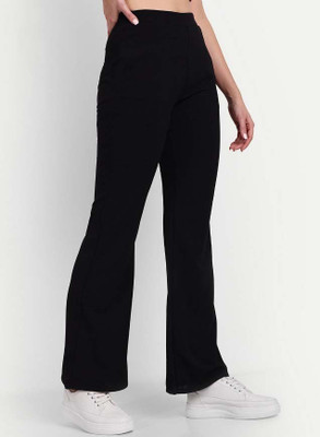 SUIT ICON Flared Women Black Trousers