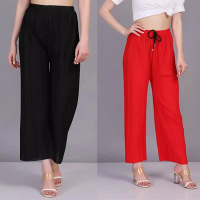 Janicks Loose Fit Women Black, Red Trousers