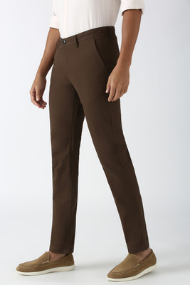 PETER ENGLAND Slim Fit Men Brown Trousers