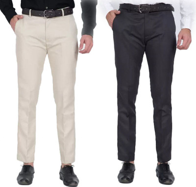 AS FASHION Regular Fit Men Black, White Trousers