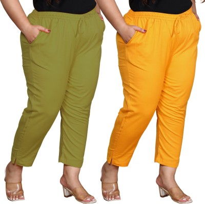 Prin Fashion House Regular Fit Women Green, Yellow Trousers