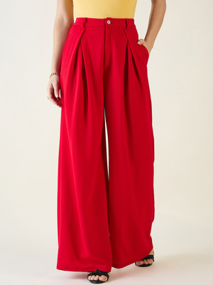 AAYU Regular Fit Women Red Trousers