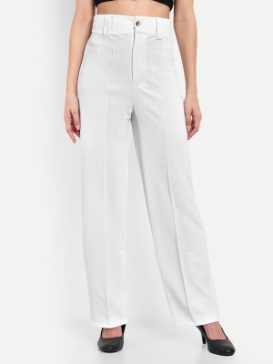 GLITO Flared Women White Trousers